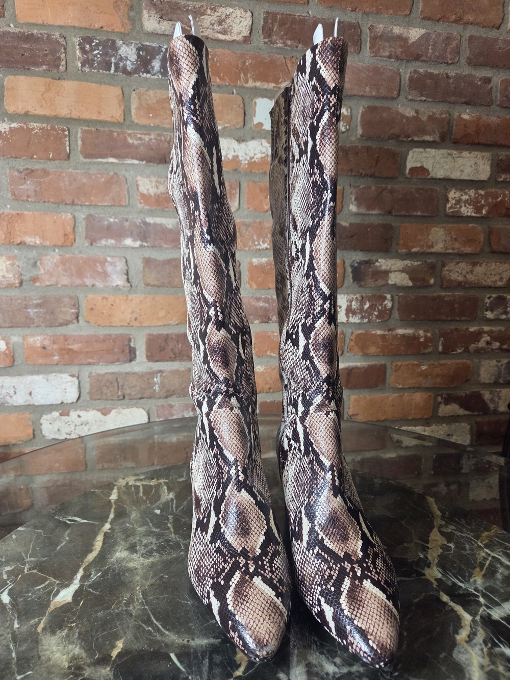 Antonio Melani Snake-Print Knee-High Women's Boots - Brown